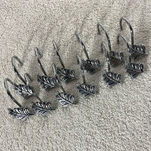 5/$35 Silver Tone Metal Leaf Shower Curtain Hooks x12